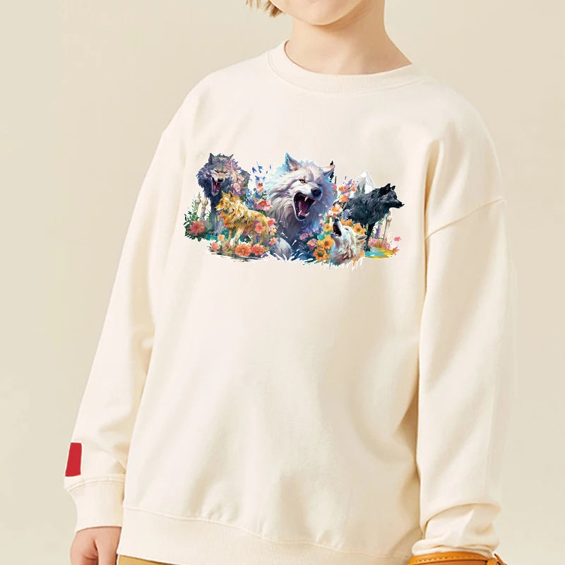 Thermal Press Clothes Stickers Wolfs Horses Flowers Print On T-Shirt Animal Design Diy Accessory Iron On Patch
