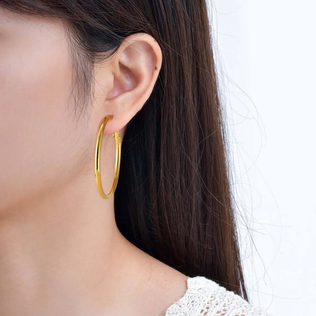 Vnox Stainless Steel 3pairs/set Hoop Earrings For Women, Small Big Round Circle, Classic Anti-allergy Jewelry